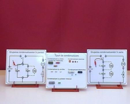 Placi cu montaje privind: tipuri de condensatoare, gruparea condensatoarelor in serie si in paralel