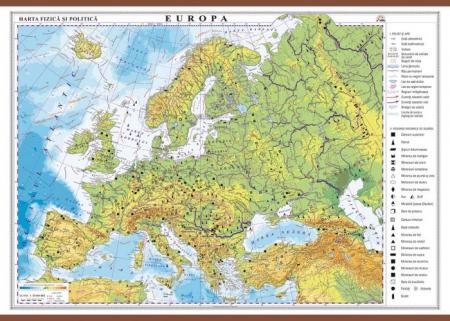 Europa. Harta fizică şi politica -1400x1000 mm
