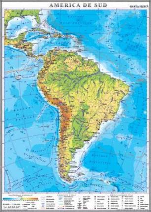 America de Sud. Harta fizică -1400x1000 mm