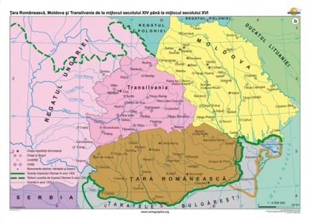 Ţara Românească, Moldova şi Transilvania de la mijlocul sec. XIV până la mijlocul sec. XVI -1600x1200 mm
