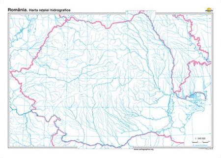 România: Harta reţelei hidrografice -1400x1000 mm