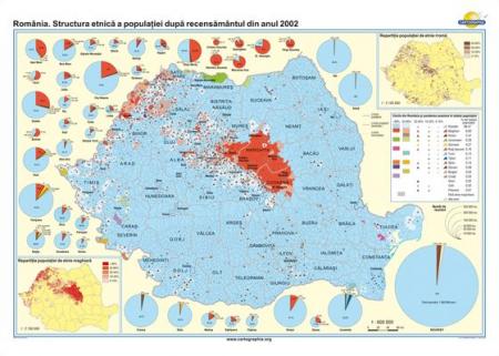 Romania. Structura etnica a populatiei dupa recensamantul din anul 2002 -1400x1000 mm