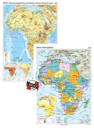 Africa. Harta fizico-geografică / Africa: Harta politica - DUO PLUS - 1400x1000 mm